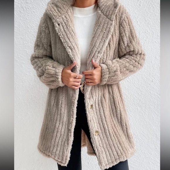 Luxe cozy belted teddy coat jacket - Picture 5 of 6